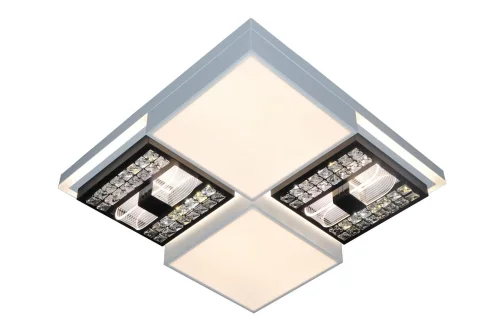 Люстра потолочная с пультом HIGH-TECH LED LAMPS 82011 Natali Kovaltseva белая на 1 лампа, основание белое в стиле хай-тек с пультом квадраты фото 2